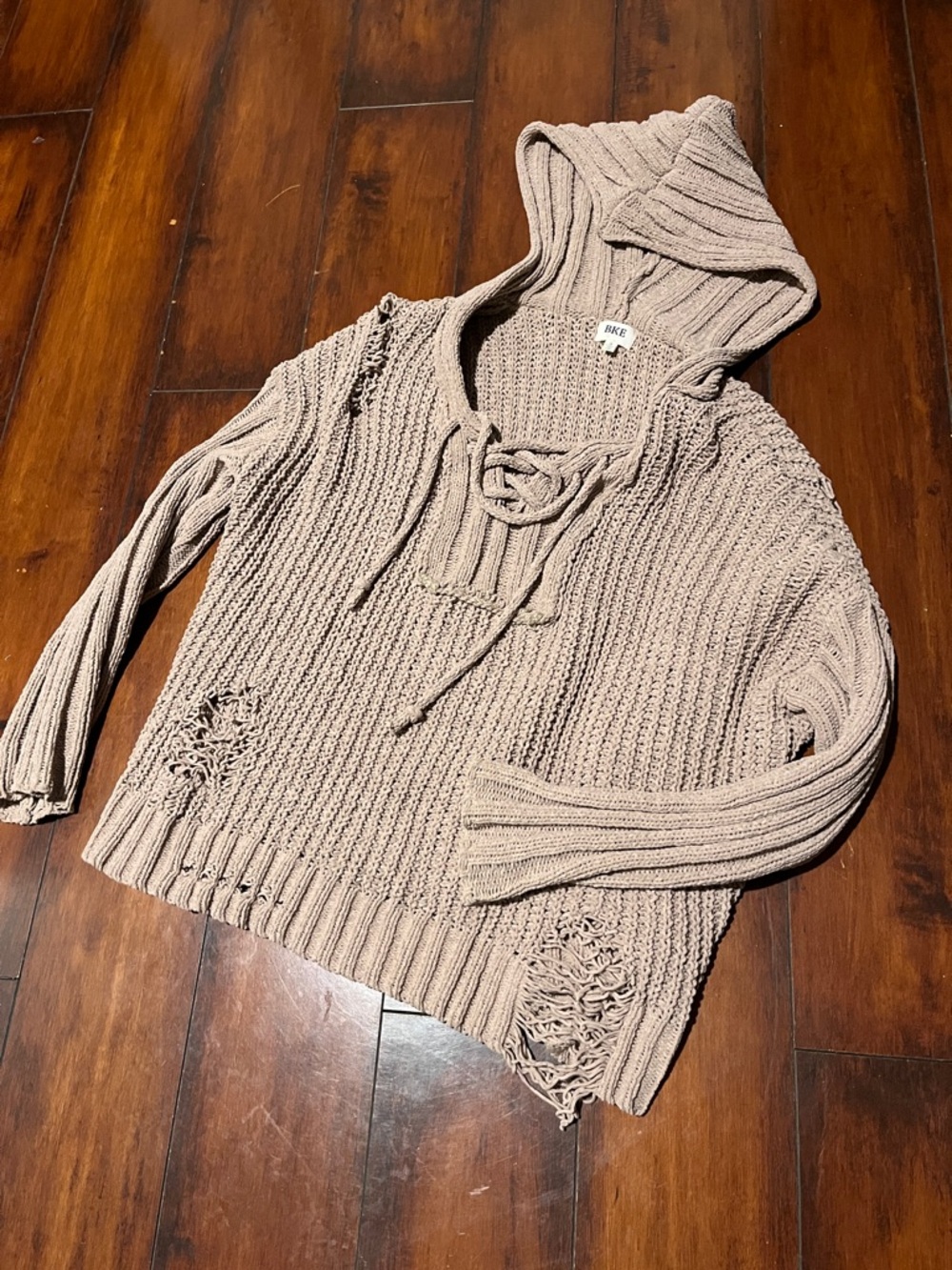 BKE Women's Hooded Knit Sweater in Taupe